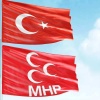 70x105 cm Alpaka Kumaş Türk Bayrağı ve 100x150 cm Raşel Kumaş MHP Bayrak - 2 Bayrak Set