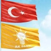 70x105cm Alpaka Kumaş Türk Bayrağı + 100x150cm Raşel Kumaş Ak Parti AKP Turuncu Bayrak- 2 Bayrak Set