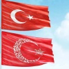70x105cm Alpaka Kumaş Türk Bayrağı+100x150cm Raşel Kumaş Kırmızı Kelime-i Tevhid Bayrak 2 Bayrak Set