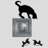 4 Adet Kedi ve Kuşlar Priz Duvar Dekor Sticker Etiket Çıkartma