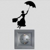 2 Adet Mary Poppins Siluet Çocuk Odası Dekoratif  Priz Sticker Duvar Çıkartma, Etiket