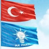 70x105cm Alpaka Kumaş Türk Bayrağı, 100x150cm Raşel Kumaş Mavi Ak Parti (AKP) Bayrak - 2 Bayrak Set