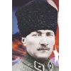 Kalpaklı Gazi Mustafa Kemal Atatürk - Ay Yıldız Türk Bayrağı - Poster Cephe Bayrak - 300x450cm