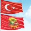 70x105 cm Alpaka Kumaş Türk Bayrağı ve 100x150 cm Raşel Kumaş Kırmızı Sancak Bayrak - 2 Bayrak Set