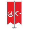 Kırmızı Hilal Bozkurt Bayrağı ve Türkiye - Kırlangıç - Saten T direk 2li Masa Bayrağı