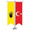 Rabia -Tek Vatan - Tek Devlet -Tek Bayrak ve Türkiye - Kırlangıç - Saten T direk 2li Masa Bayrağı