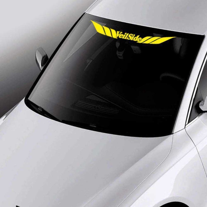 Veilside Yazılı Ön Cam Alınlık Sticker, Oto Etiket, Araç Çıkartma, Araba Tuning, Modifiye Sarı