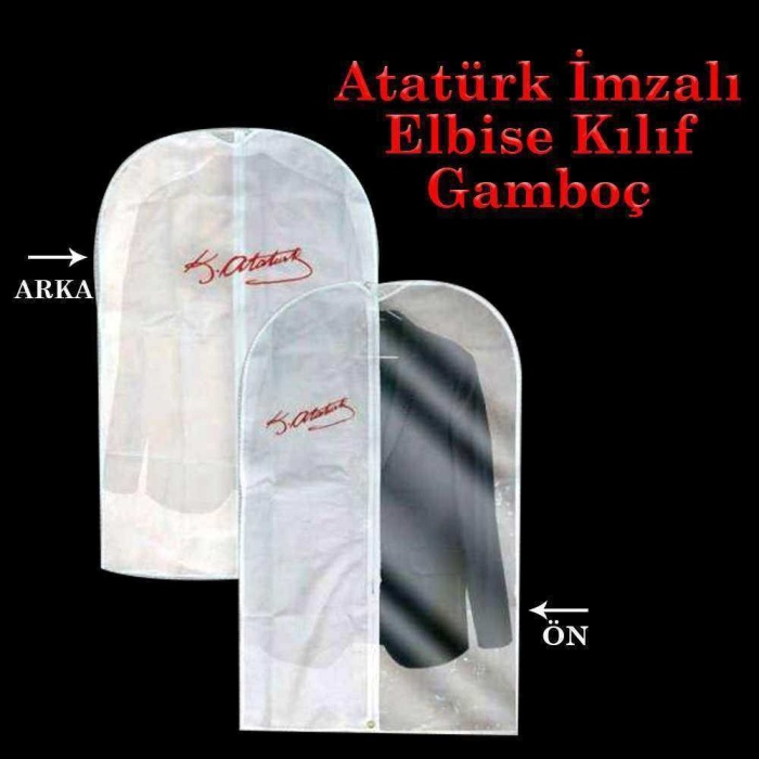 Atatürk İmzalı - Beyaz - Elbise Kılıf Gamboç - Gardrop Düzenleyici