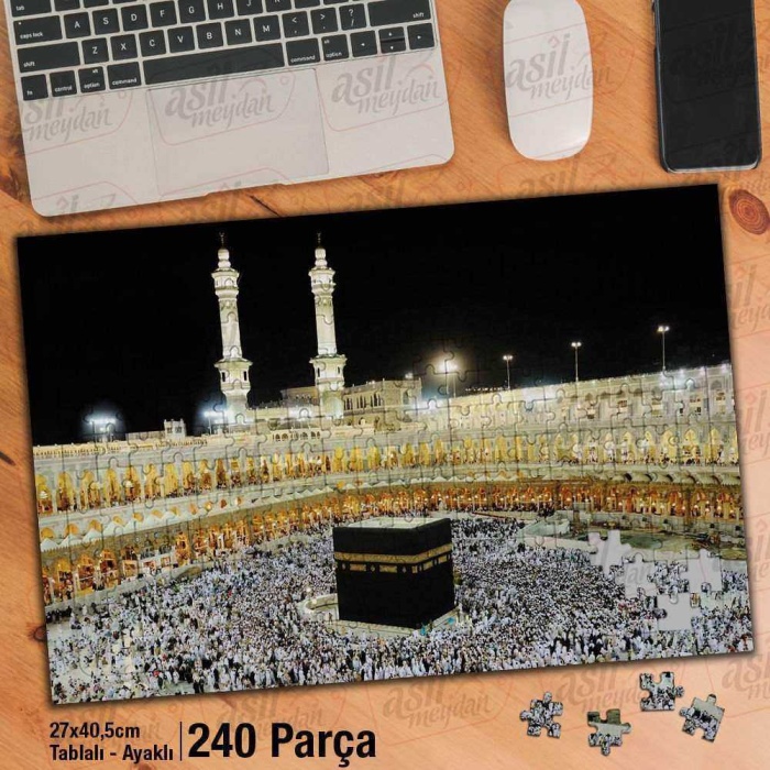 Asil Hobi Mekke - Kabe - Tavaf - Dini Yapboz -Ayak Destekli Çerçeveli 240 Parça Puzzle