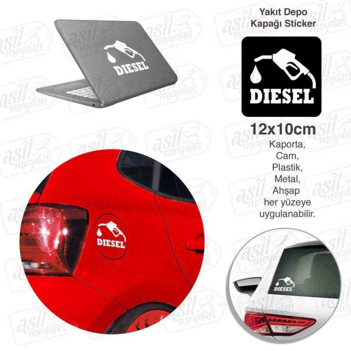 Diesel Yazı Yakıt Depo Kapağı Beyaz Kapak Sticker, Araba, Oto Etiket, Tuning, Aksesuar, Modifiye