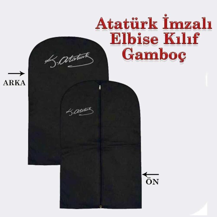 Atatürk İmzalı - Siyah - Elbise Kılıf Gamboç - Gardrop Düzenleyici