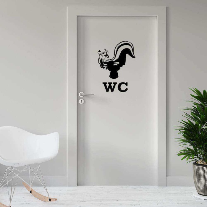 Kokarcalı Wc Silüeti Kapı Dekoratif Duvar Sticker, Çıkartma