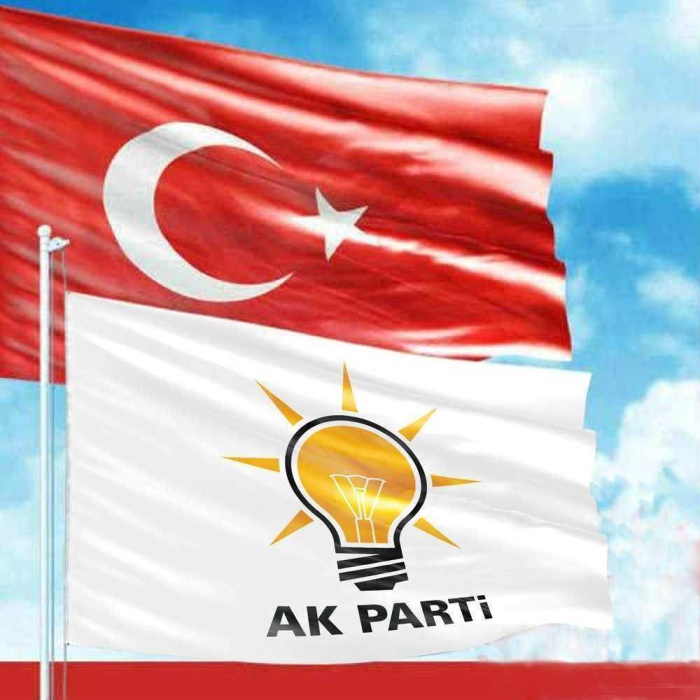 Alpaka Kumaş Türk Bayrağı, Ak Parti AKP Raşel Bayrak 2 Bayrak Set 70x105cm