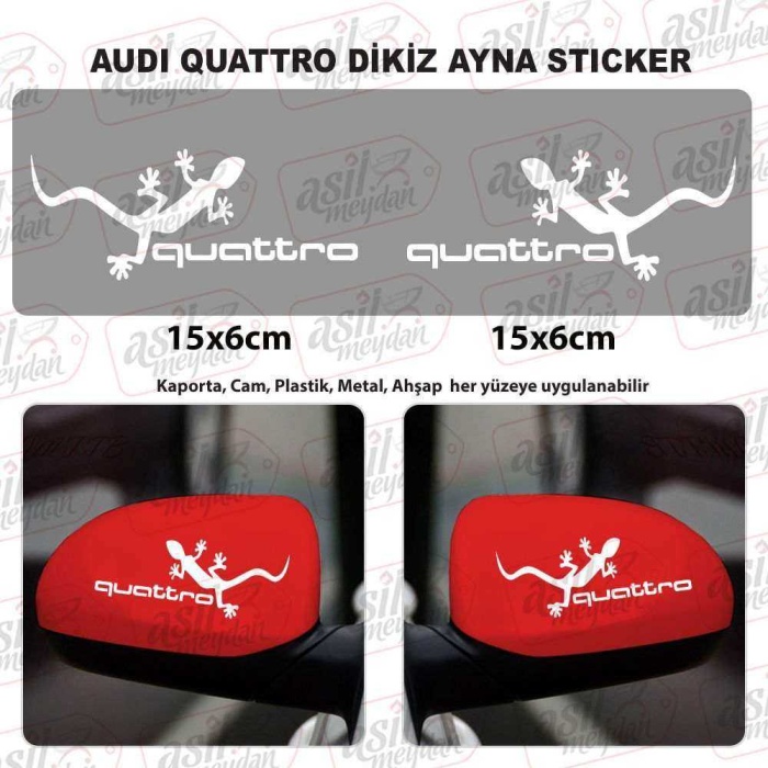 Audi Quattro Logo Dikiz Ayna Siyah Sticker, Araba, Oto, Etiket, Tuning, Aksesuar, Modifiye, Arma,