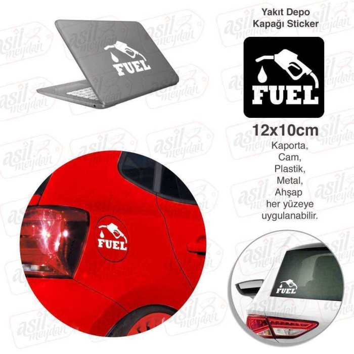 Fuel Yazılı Yakıt Depo Kapağı Beyaz Kapak Sticker, Araba, Oto Etiket, Tuning, Aksesuar, Modifiye