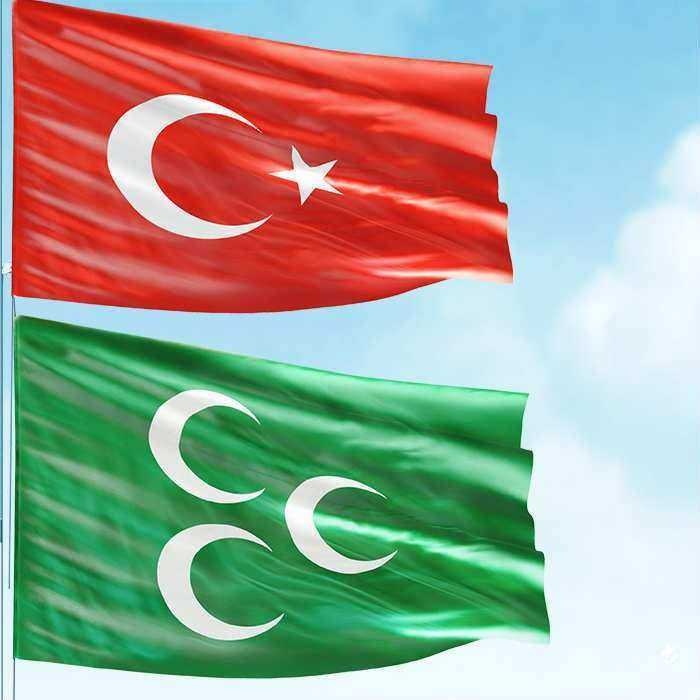 70x105 cm Alpaka Kumaş Türkiye Bayrağı ve 100x150 cm Raşel Kumaş Osmanlı Bayrağı - 2 Bayrak Set