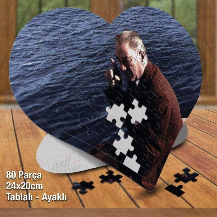 Asil Hobi Kalpli Mustafa Kemal Atatürk - Sahil Puzzle Fotoğraf Baskılı 80 Parça Yapboz