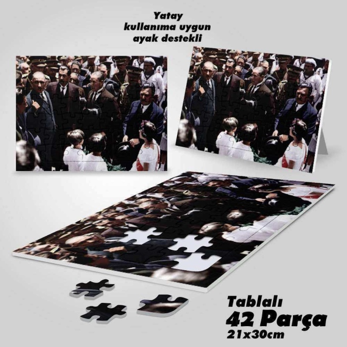 Asil Hobi Mustafa Kemal Atatürk -Halkla Beraber- Yapboz - Ayak Destekli Çerçeveli 42 Parça Puzzle