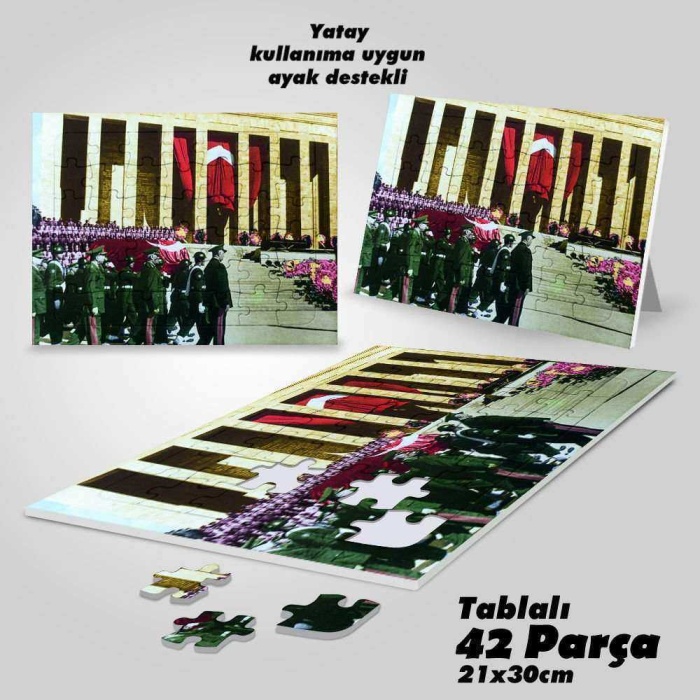 10 Kasım 1938 Anıtkabir - Atatürk -Yapboz - Ayak Destekli Çerçeveli 42 Parça Puzzle