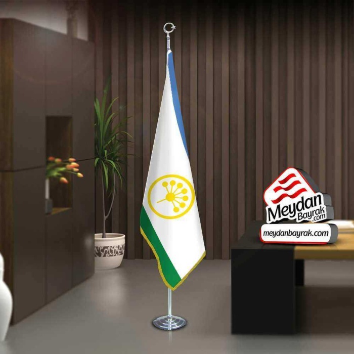 Başkurtistan Cumhuriyeti Bayrak -Ofis -Makam-Toplantı Odaları -Direkli -Saçaklı Makam Bayrağı