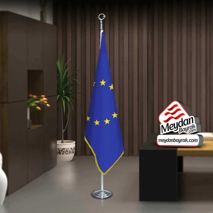 Avrupa Birliği Bayrak -Ofis -Makam-Toplantı Odaları -Direkli -Saçaklı Makam Bayrağı