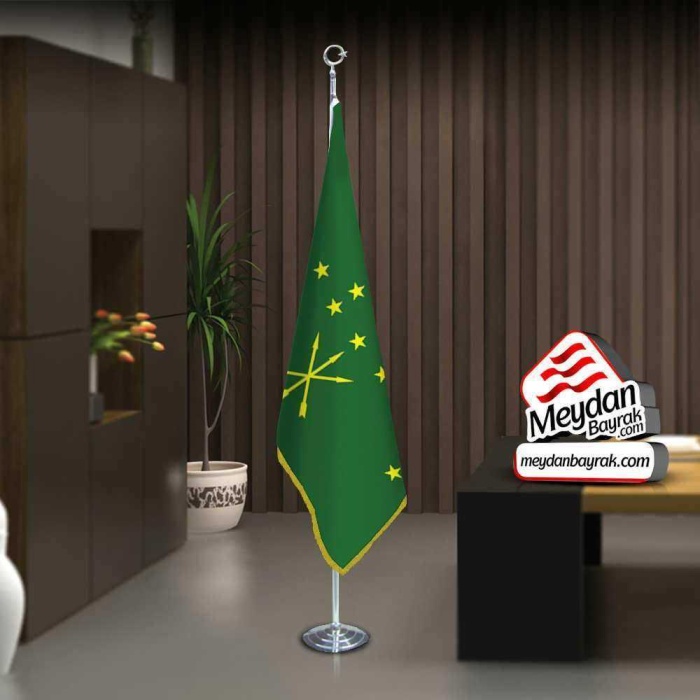 Adıge (Çerkez)Cumhuriyeti Bayrak -Ofis -Makam-Toplantı Odaları -Direkli -Saçaklı Makam Bayrağı