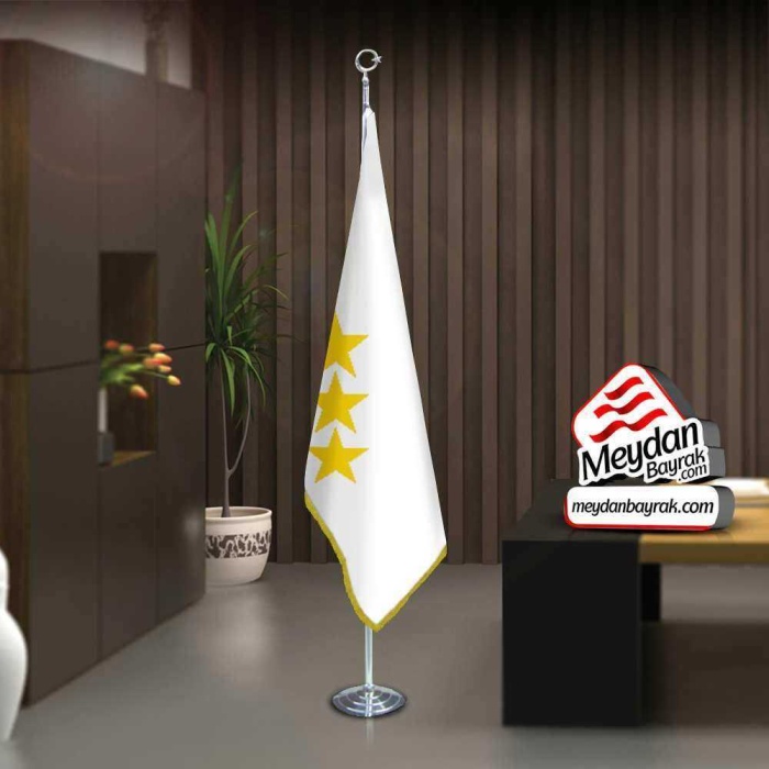 Ak Hun İmp. Bayrağı-17 Eski Türk Devleti-Ofis-Toplantı Odaları -Direkli -Saçaklı Makam Bayrağı