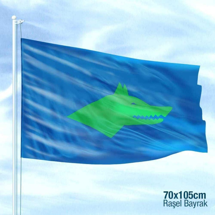 Göktürk İmparatorluğu Bayrağı -17 Türk Devleti Bayrakları - Yeşil Kurt Başı Göktürk