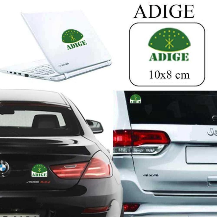 Adıge Çerkez, Çerkes Bayrağı Amblem Renkli Oto Bayrak Sticker, Araç Aksesuar, Çıkartma,