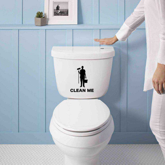 Clean Me Yazılı Dekoratif WC Klozet Sticker, Çıkartma, Etiket