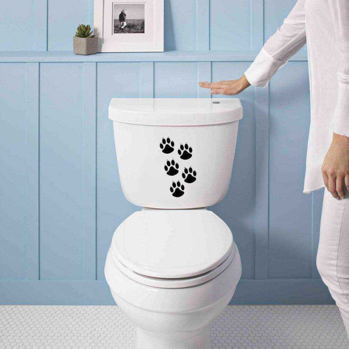 Kedi Pati İzleri Silüeti Dekoratif WC Klozet Sticker, Çıkartma, Etiket