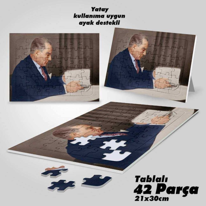 Asil Hobi Kitap Okuyan Mustafa Kemal Atatürk -Yapboz - Ayak Destekli Laminasyonlu 42 Parça Puzzle
