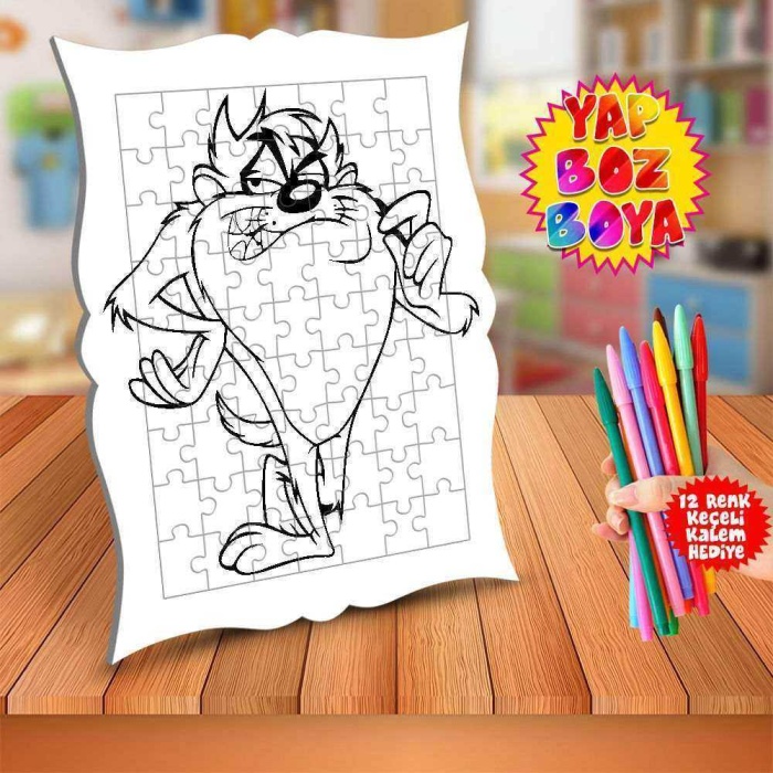 Karizmatik Taz Eğitici Çocuk Boyama Puzzle Tablo-T3