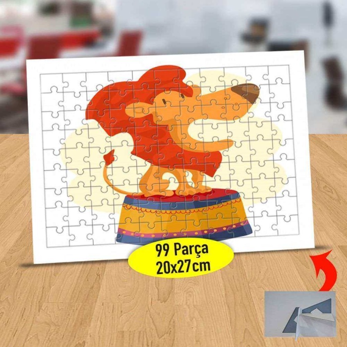 Sirk Hayvanı Aslan 99 Parça Puzzle Yapboz Tablo-1416-1108