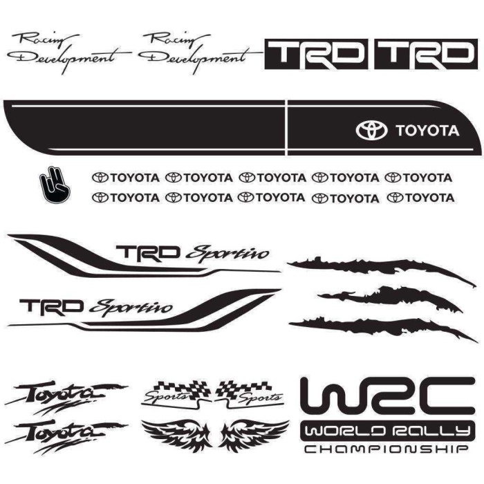 Toyota Modifiye Sport Sticker Seti,Toyota Etiket Çıkartma Paketi