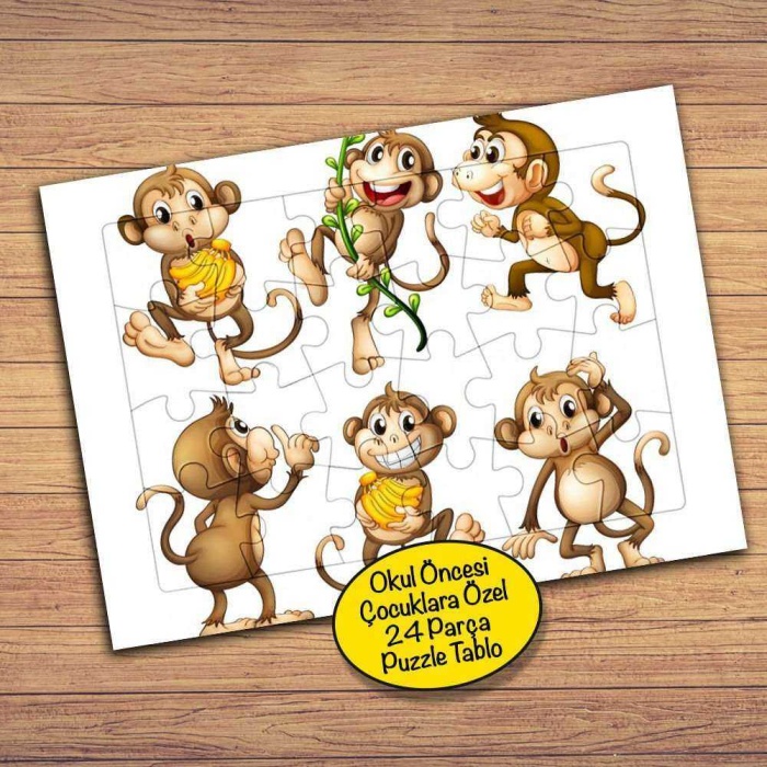 Muzlar ve Sevimli Maymun 24 Parça Çocuklara Özel Yapboz Tablo-2930