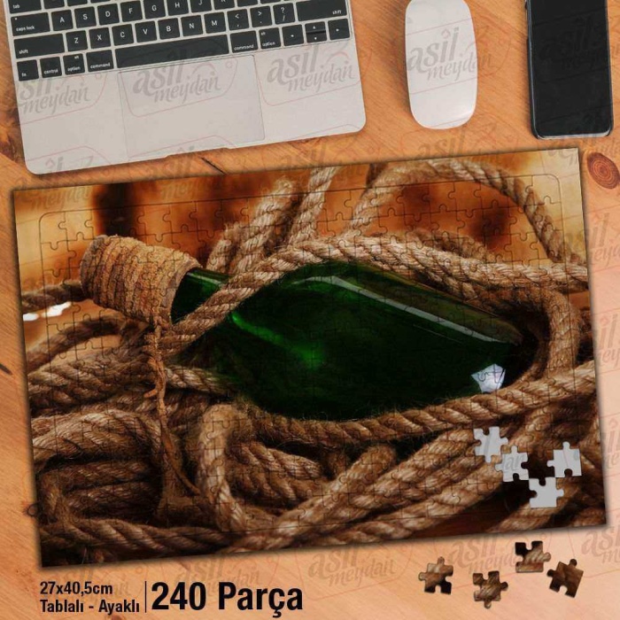 Asil Hobi Şişe - Halat - Gemicilik Yapboz - Ayak Destekli Çerçeveli 240 Parça Puzzle