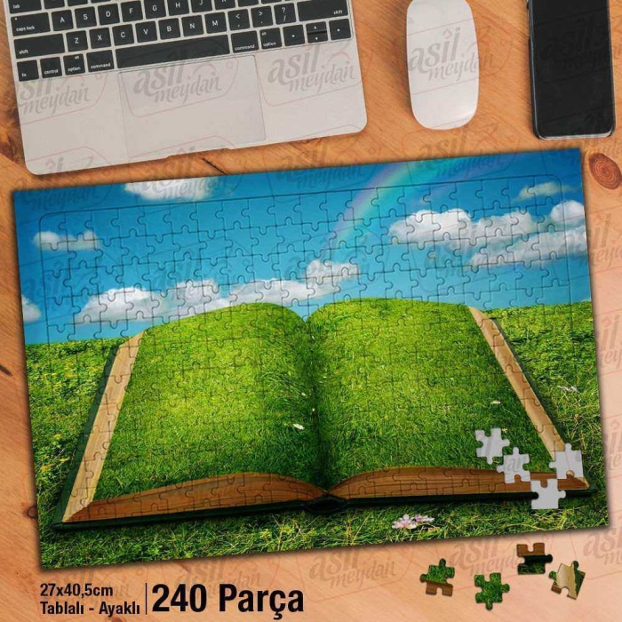 Asil Hobi Kitap - Çimen - Doğa - Manzara Yapboz - Ayak Destekli Çerçeveli 240 Parça Puzzle