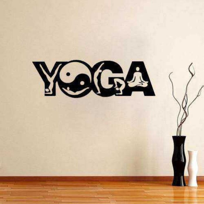Meditasyon Yin Yang Yoga Silüeti Duvar Sticker, Çıkartma