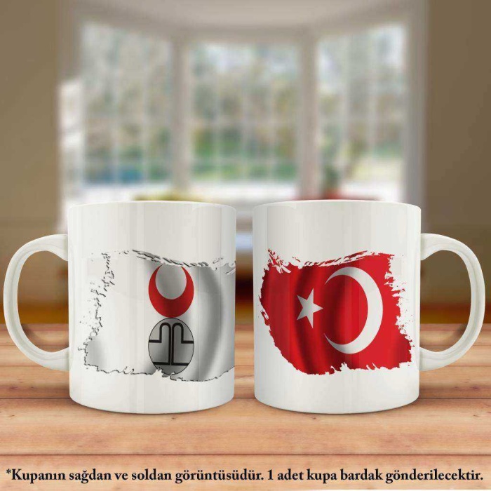 Çift Yön Baskılı Altın Ordu Bayrağı ve Türkiye Bayrağı Kupa Bardak