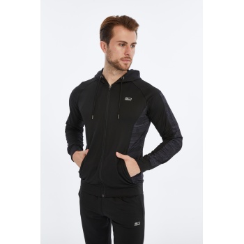 Asm Spor Gain Erkek Fermuarlı Kapüşonlu Sweatshirt |Cepli |Siyah Spor Üst