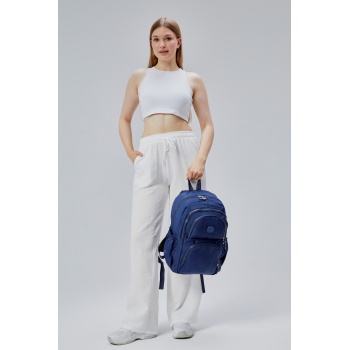 ASM SPOR Krinkıl Kumaş Su Geçirmez Lacivert Çok Cepli Unisex Sırt Çanta