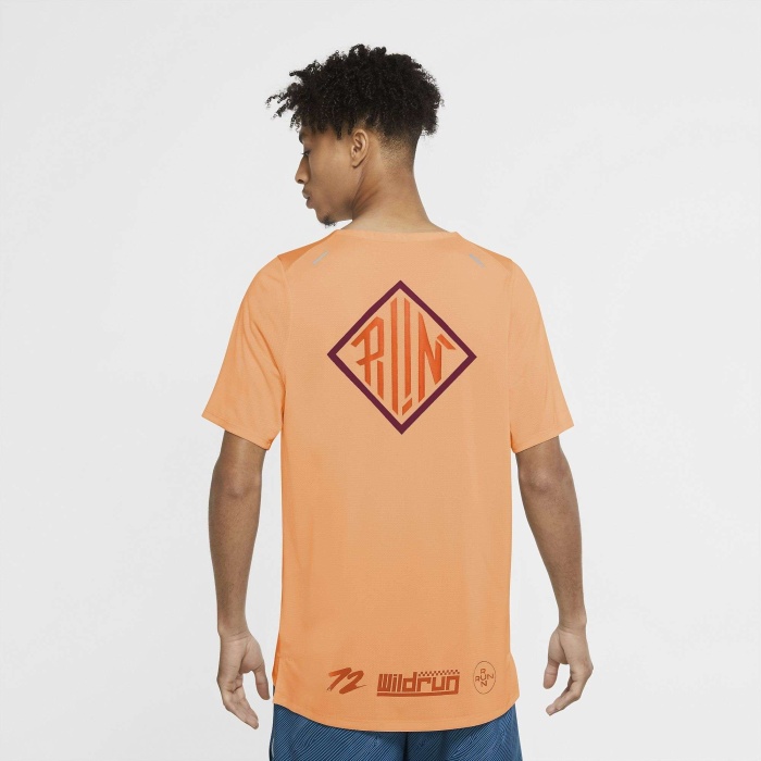 Nike Dri Fit Rise 365 Wild Running Top Erkek Tişört - Turuncu CU5694-805