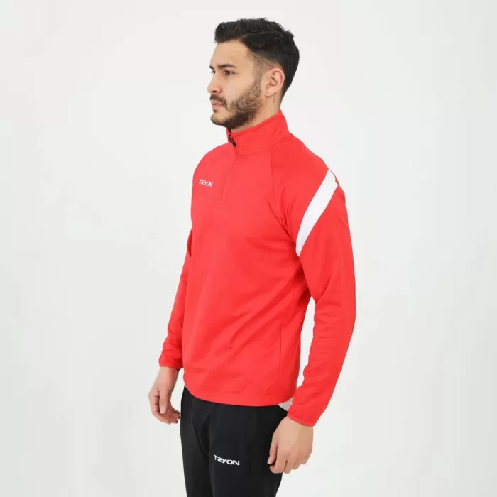 TRYON / ANTRENMAN SWEAT EVO PRO YARI FERMUAR KIRMIZI-BEYAZ