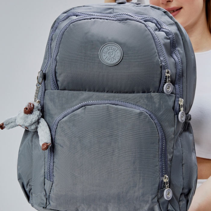 ASM SPOR Krinkıl Kumaş Su Geçirmez Gri Çok Cepli Unisex Sırt Çantası – Okul, Seyahat, Günlük