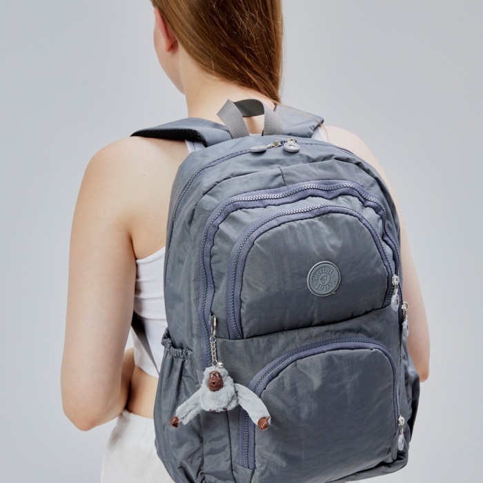 ASM SPOR Krinkıl Kumaş Su Geçirmez Gri Çok Cepli Unisex Sırt Çantası – Okul, Seyahat, Günlük