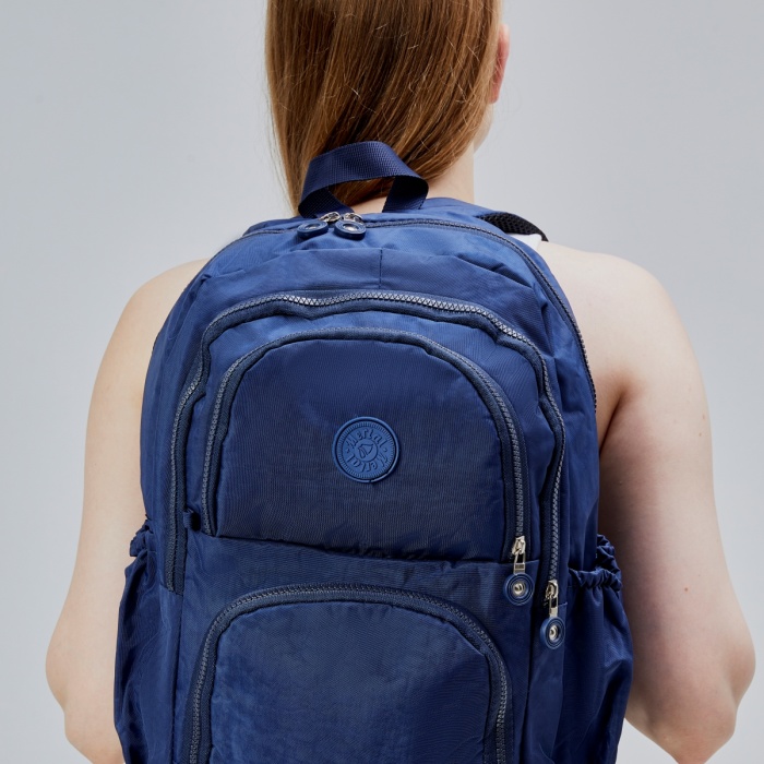ASM SPOR Krinkıl Kumaş Su Geçirmez Lacivert Çok Cepli Unisex Sırt Çantası – Okul, Seyahat, Günlük