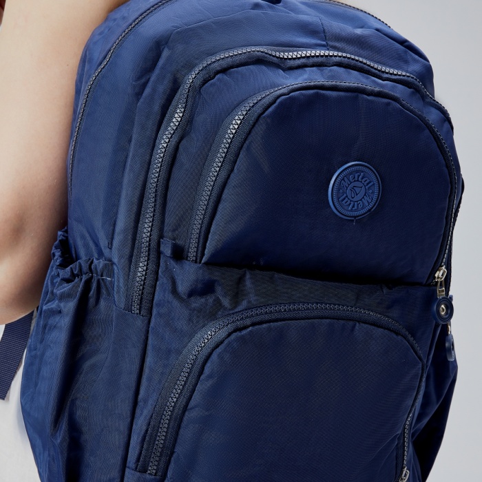 ASM SPOR Krinkıl Kumaş Su Geçirmez Lacivert Çok Cepli Unisex Sırt Çantası – Okul, Seyahat, Günlük