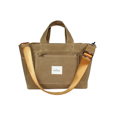 Hishi Tote Bag Camel Mumlu Kanvas Çanta