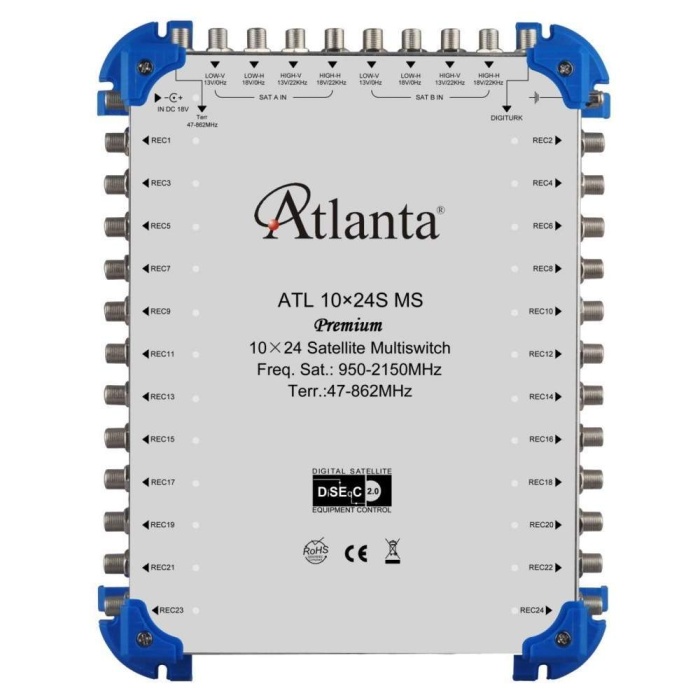Atlanta 10/24 10x24 Santral Merkezi Sistem Multiswitch ( Sonlu / Karasal Aktif ) + Adaptör